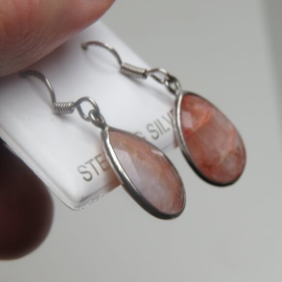 Sterling Silver Lab Created Ruby Earring Hand Crafted - Picture 2 of 3